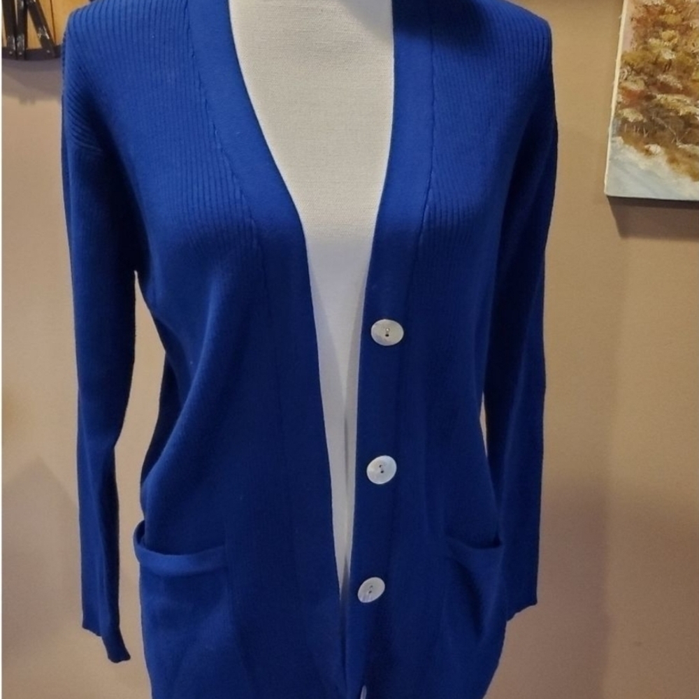 Vintage Saks Real Clothes Blue Women's Cardigan Sweater Small